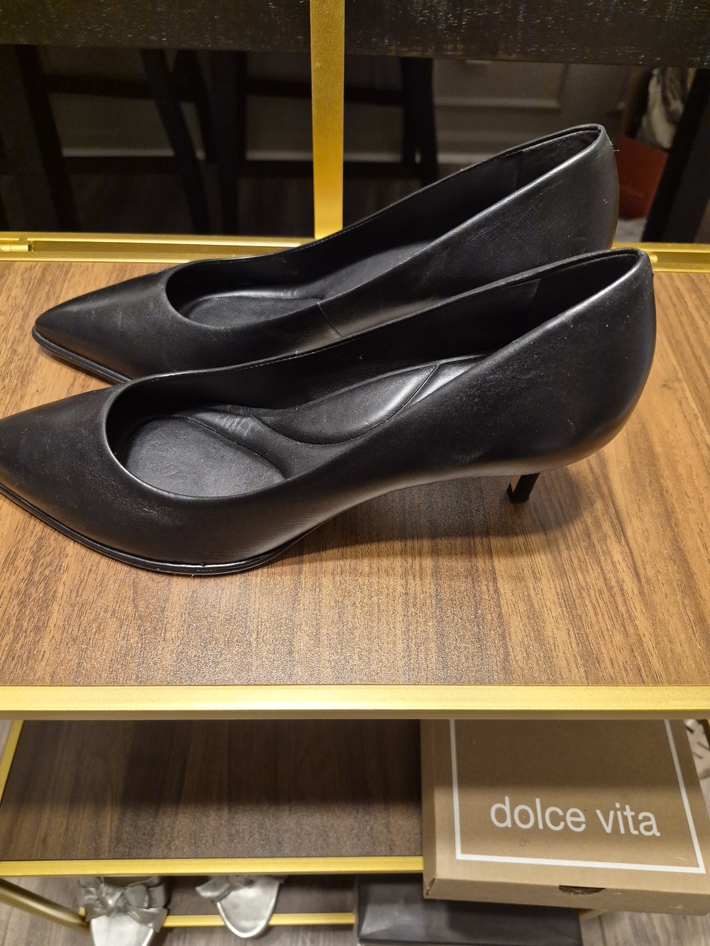 ANTONIO MELANI Black Pointed Low Heel Pumps
